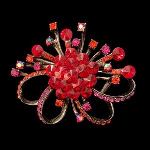 Rhinestone Ribbon Brooch